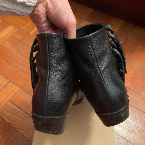 Moss Copenhagen Black Leather Tassel Ankle Booties - Picture 6 of 9